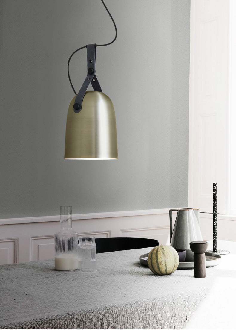 Kemi loft minimalist monochrome pendant light with strap handle