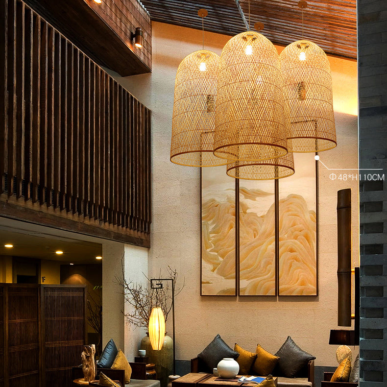 Kandang Rattan Wicker Bamboo Cage Pendant Light