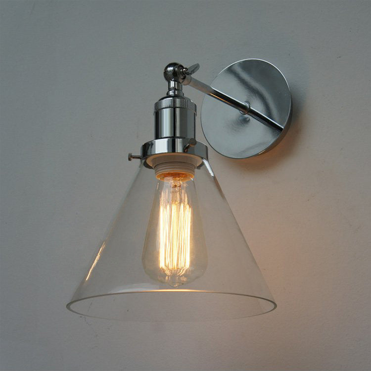 Chrome Wall Light With Glass Cone Shade