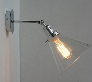 Chrome Wall Light With Glass Cone Shade