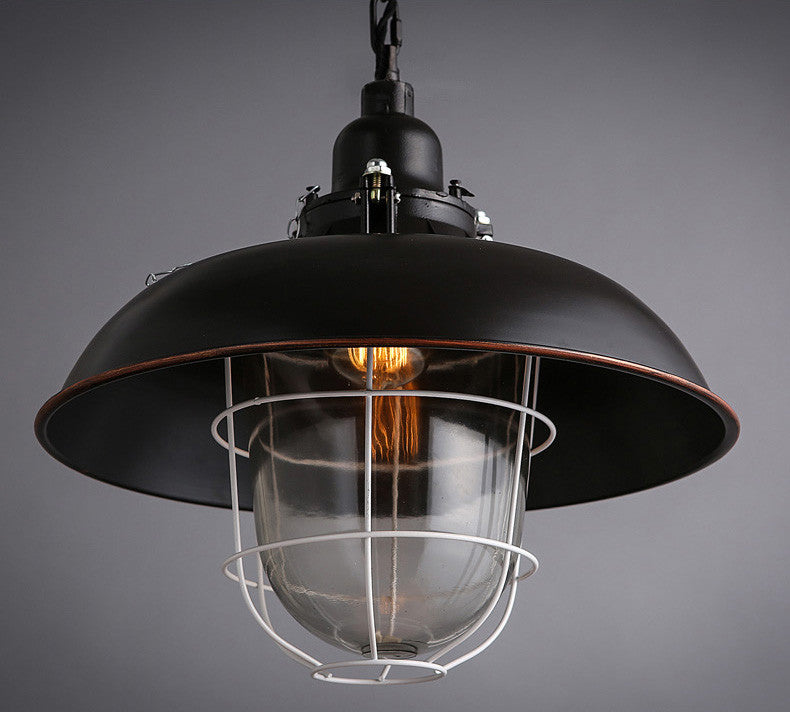 Helmut Glass Shade Industrial Pendant Light (short)