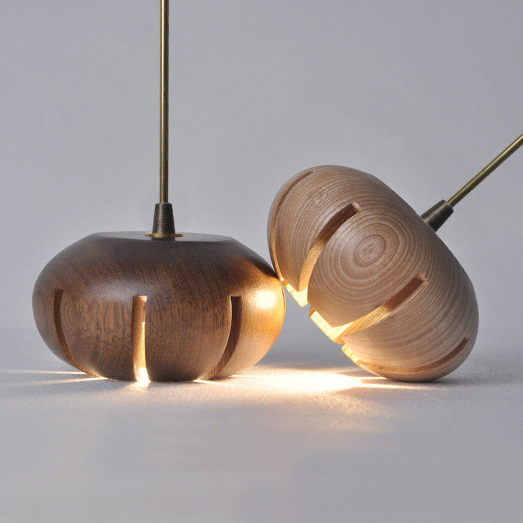 Wooden Petal Round Cluster Pendant Light