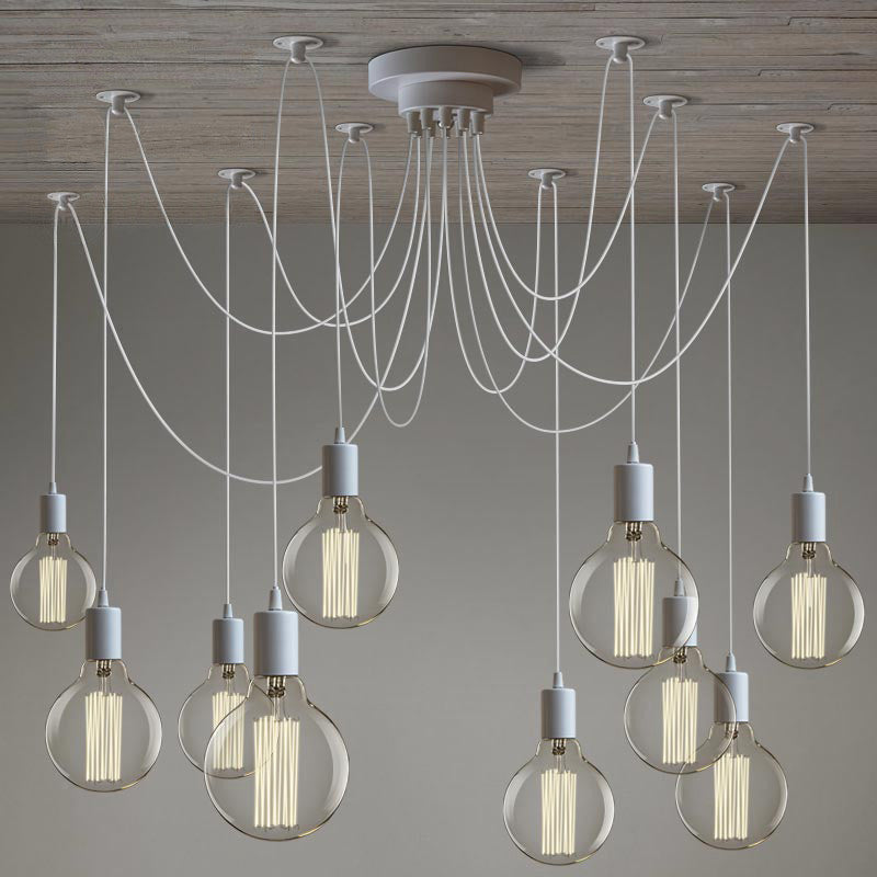 10 head Edison Bare Bulb Pendant Light Chandelier in White