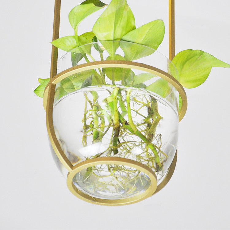 Hanging Plant Vase Brass Pendant Light