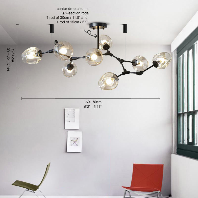 Carmen 8 head multi lamp pendant light branch chandelier