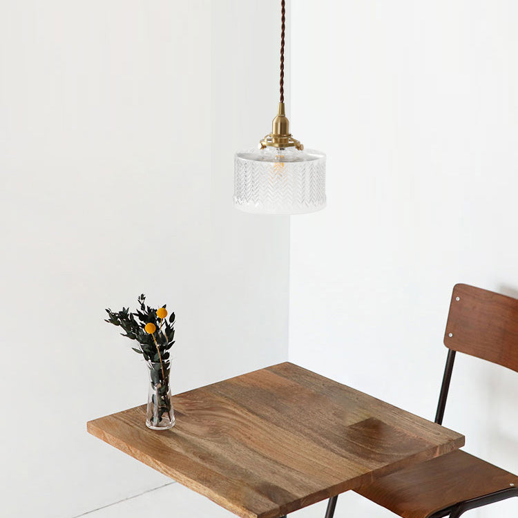 Matilda Glass Mid Century Vintage look Brass Fitting Pendant Light