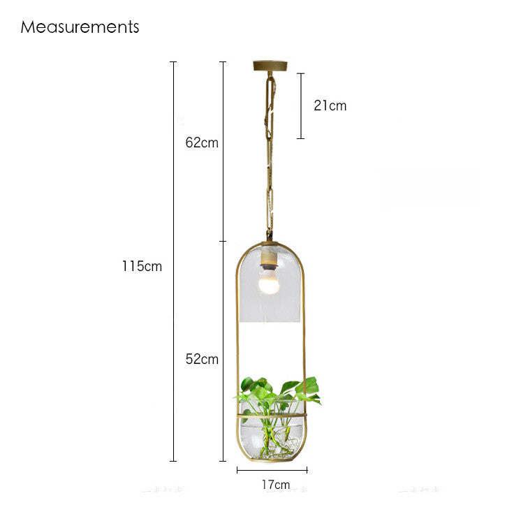 Hanging Plant Vase Brass Pendant Light