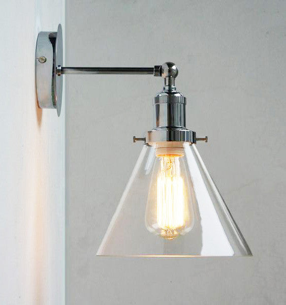 Chrome Wall Light With Glass Cone Shade