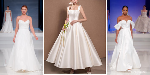 Straight Neckline Satin Reverie Wedding Gowns