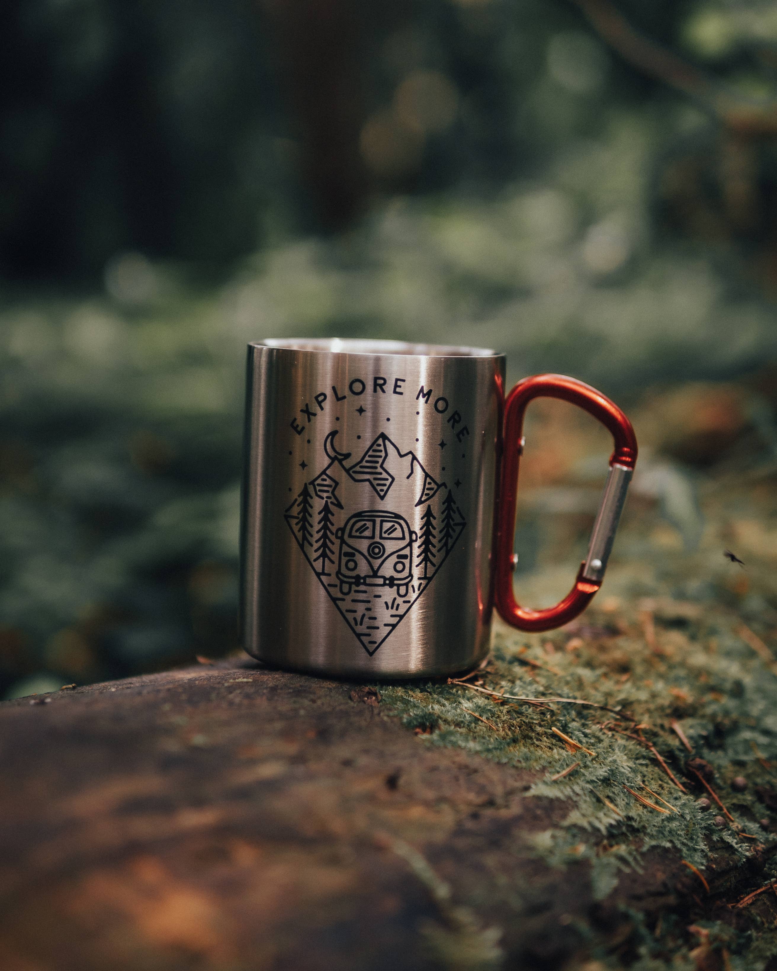 Tiny Print Shop - Explore More Carabiner Steel Camping Mug
