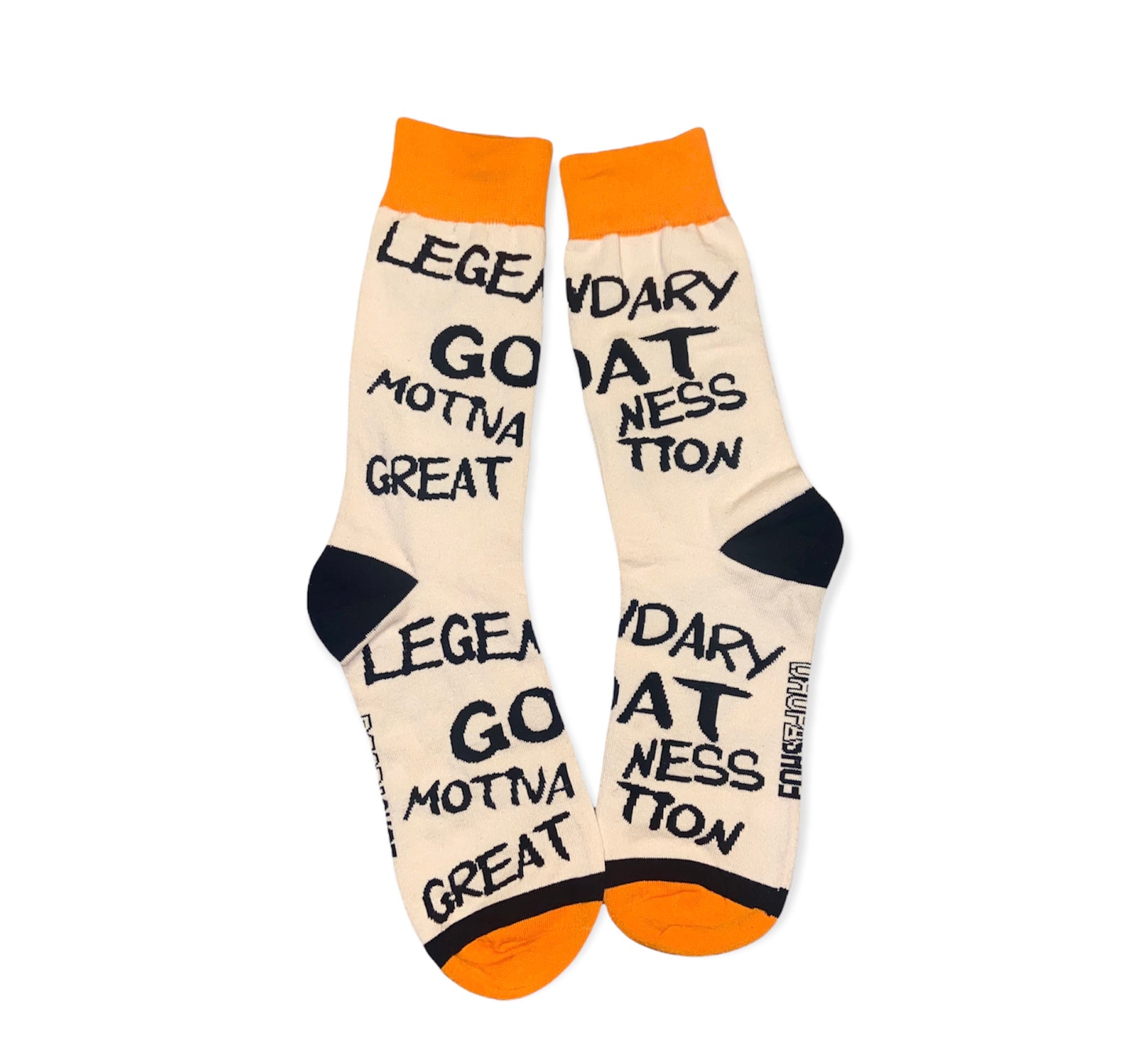 LEGENDARY Cream Orange & Black Motivational Socks