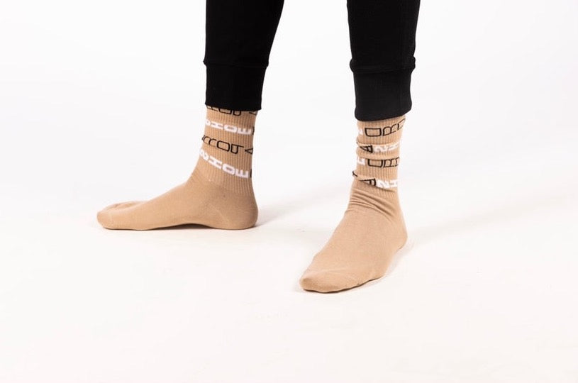 Beige Nude Logo Socks