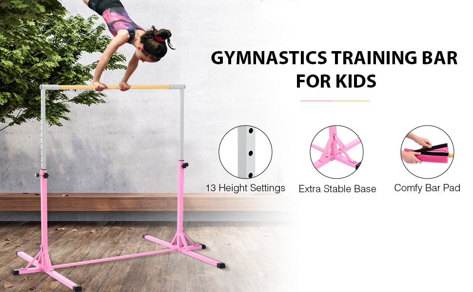 4ft Gymnastics Bar Horizontal Kip Bar for Kids with Adjustable Height