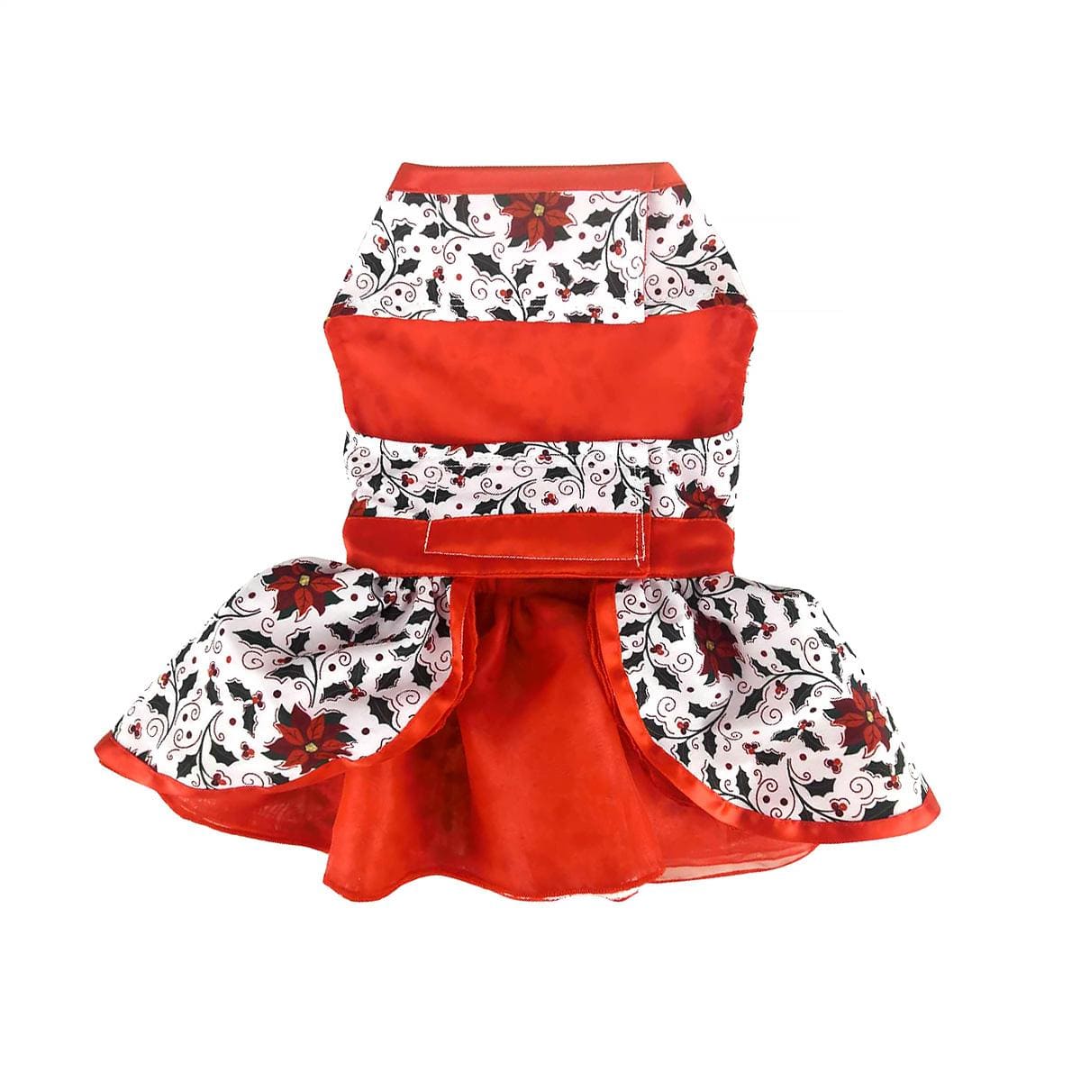 Holiday Poinsettia Dog Dress with Matching Leash