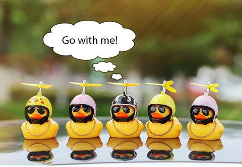 Wearing Helmet Small Yellow Duck For Car/Bicycle Decoration
