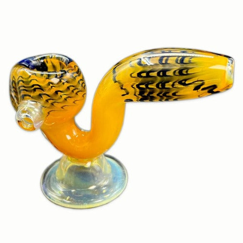 Deep Fumed And Art Sherlock On Base Stand Holder Hand Pipe - Design May Vary - (1 Count)