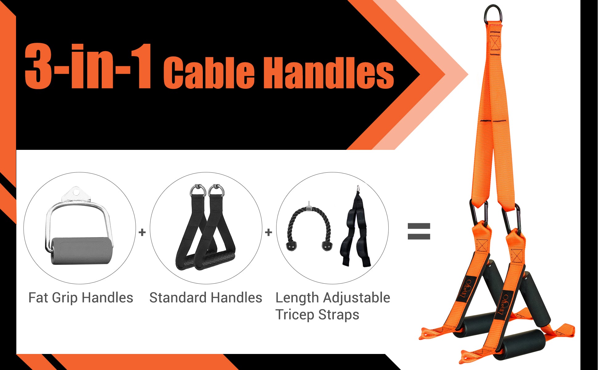 thick handles fat grip D handles cable attachment tricep rope workout