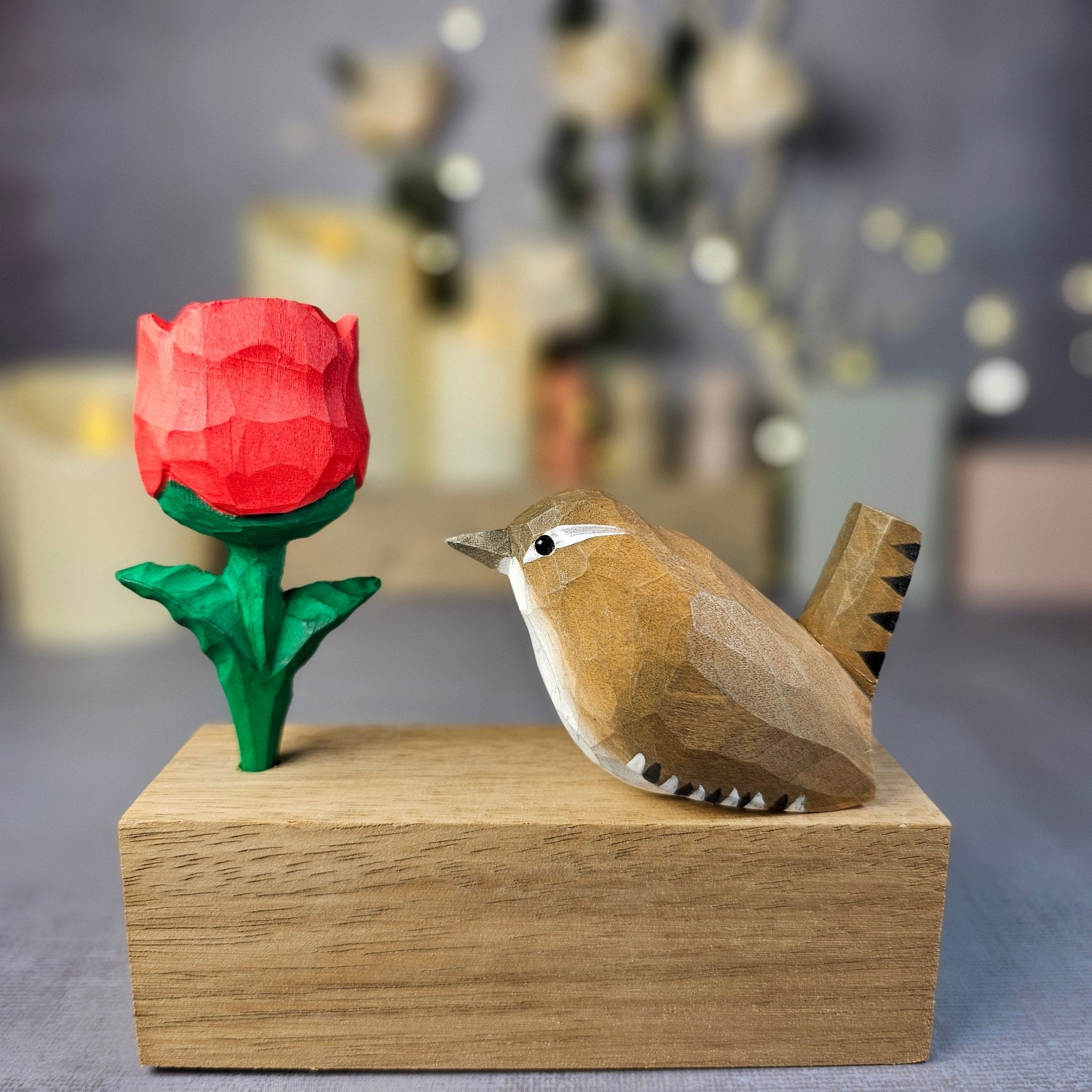 Winter Wren with Rose