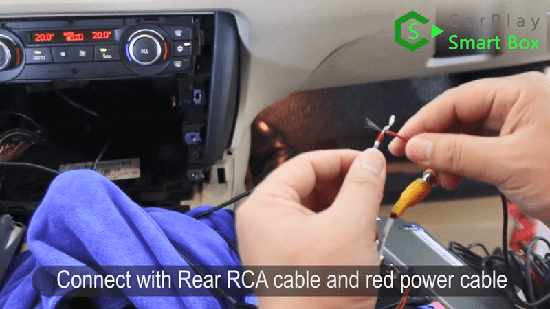 14.Connect with Rear RCA cable and red power cable.