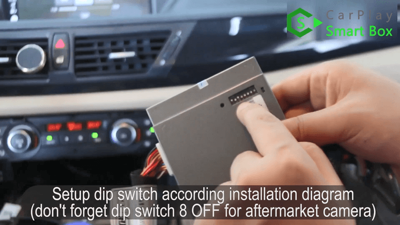 15.Impostare il dip switch in base allo schema di installazione e non dimenticare il dip switch 8 OFF per la telecamera aftermarket.