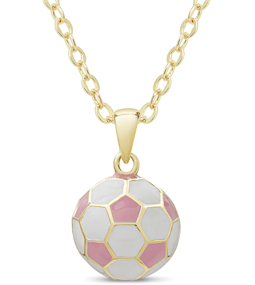 18k Gold Overlay Soccer Ball Pendant - Pink