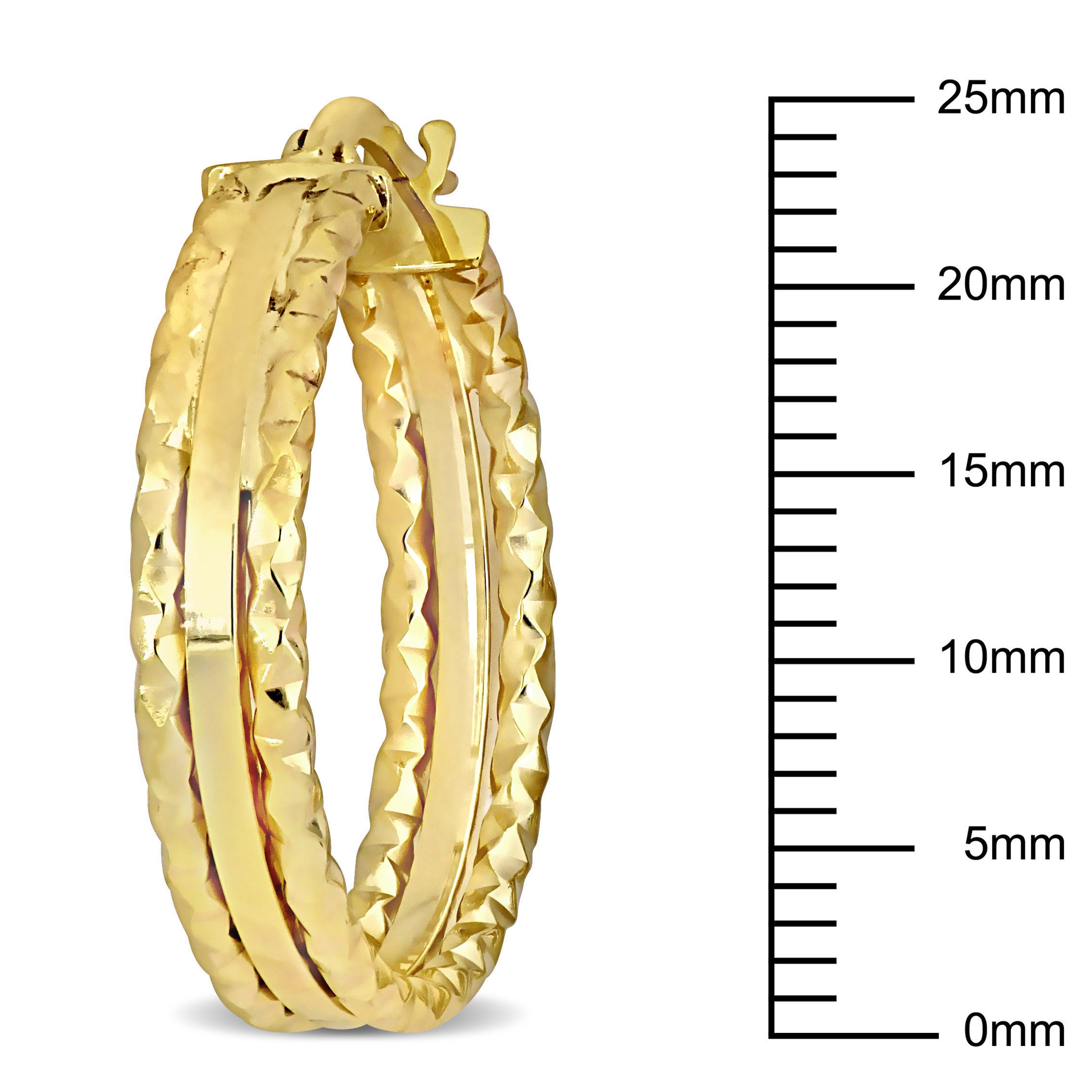 3-Row Texture And Polish Hoop Earrings 10k Gold