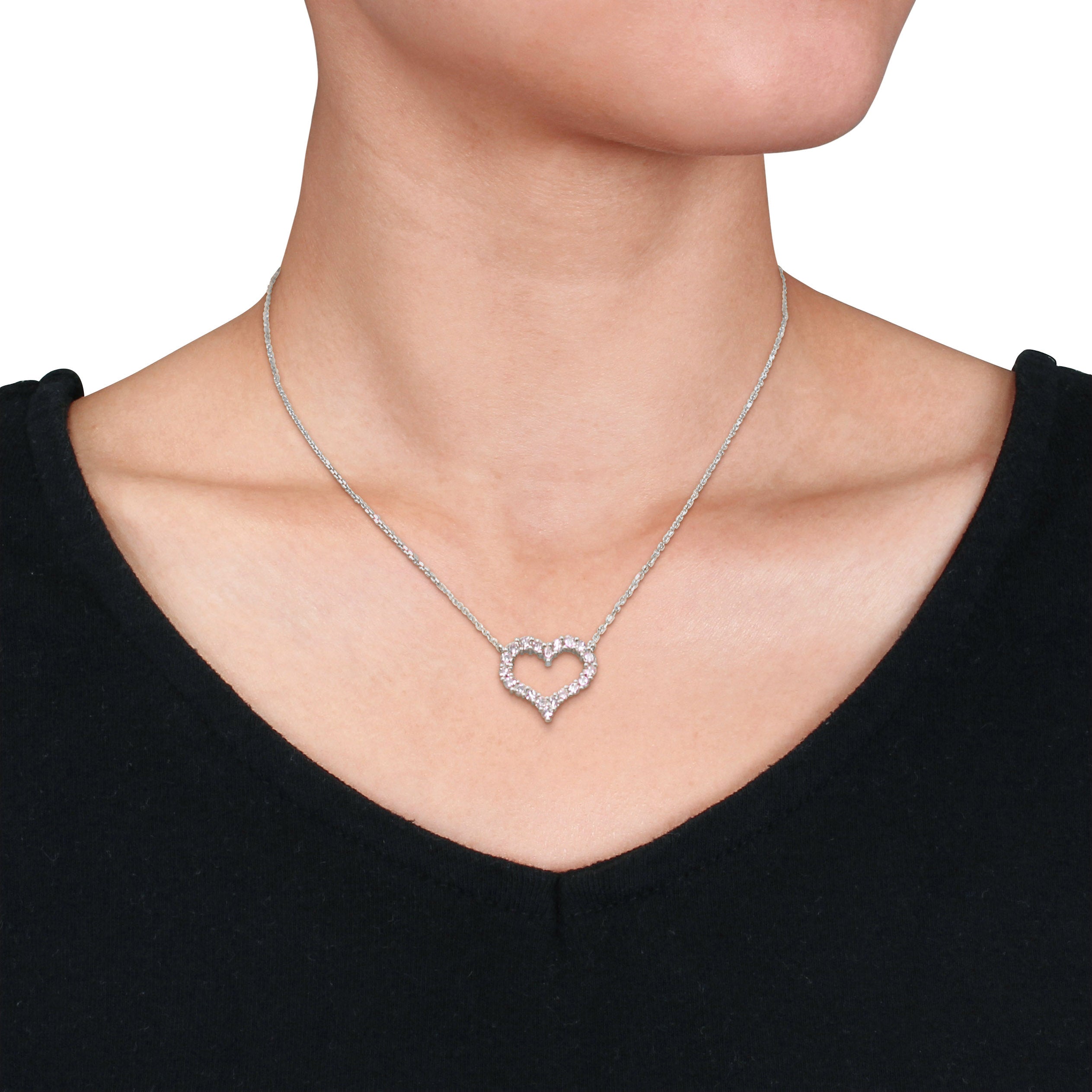 Diamond Studded Open Heart Necklace