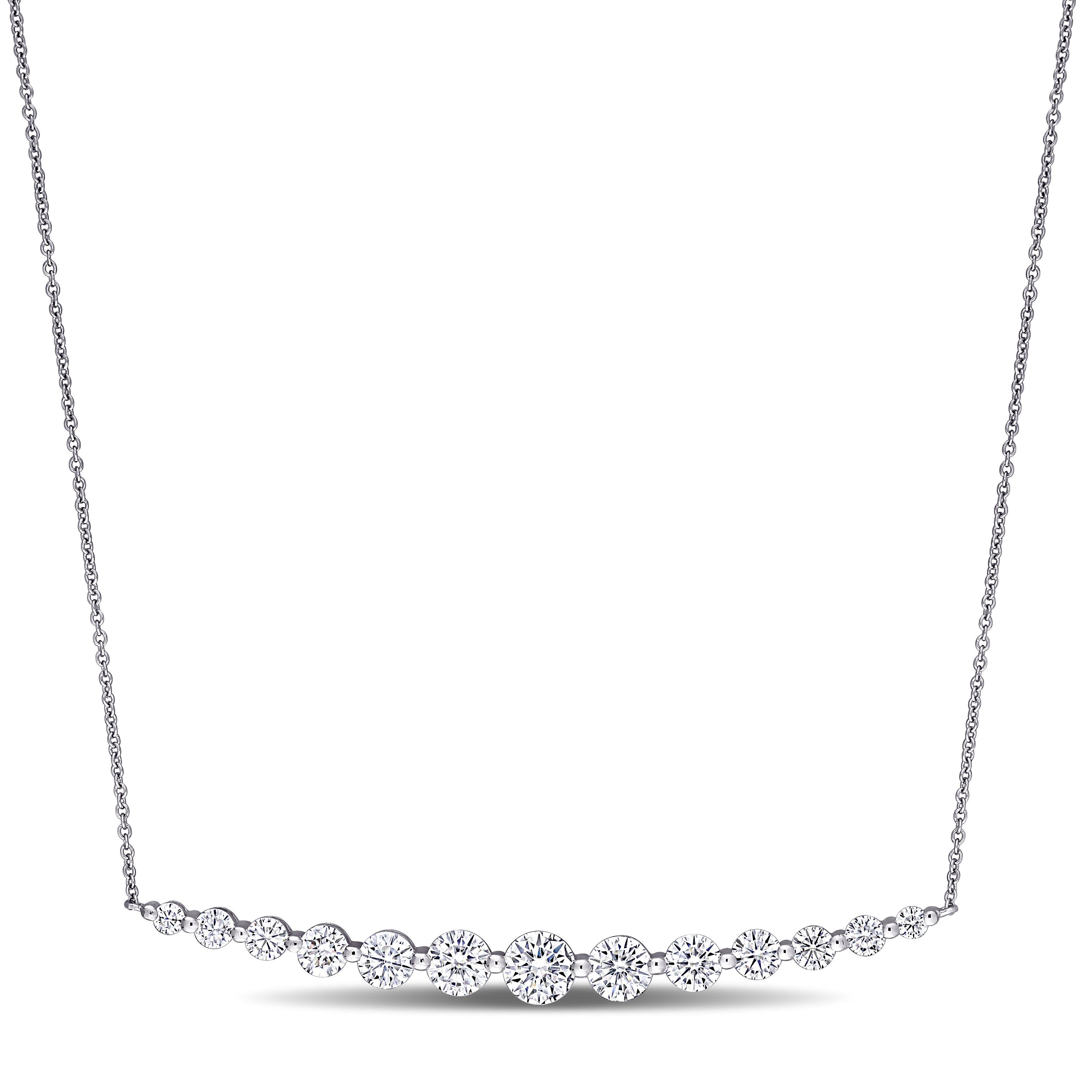 2-1/2 CT DEW Created Moissanite-White Necklace With Chain 10k White Gold Length (inches): 16