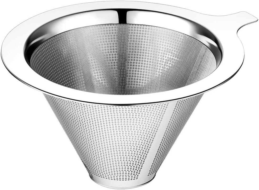 Upgraded Stainless Steel Pour Over Coffee Dripper - Paperless Design for Easy Brewing and Cleaning 1-2 Cups