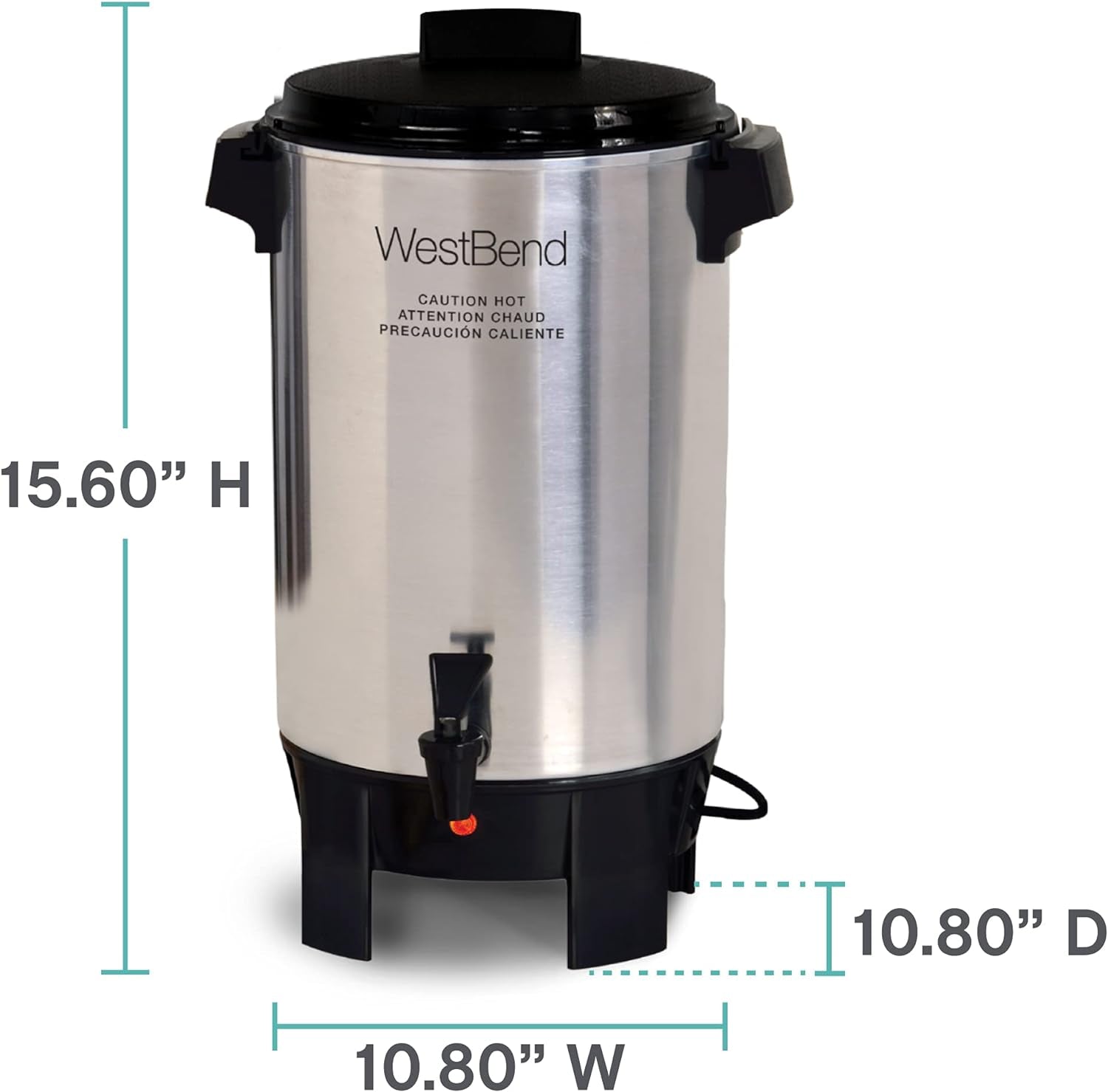 30 Cup Coffee Urn  Beverage Dispenser - Commercial Grade with Automatic Temp Control - Polished AluminumSilver