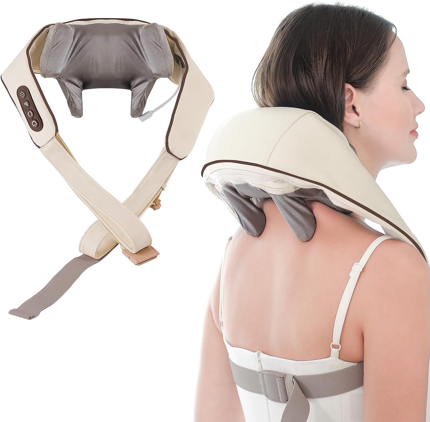 Portable Cordless Neck and Shoulder Massager - Shiatsu Kneading - for Women and Men