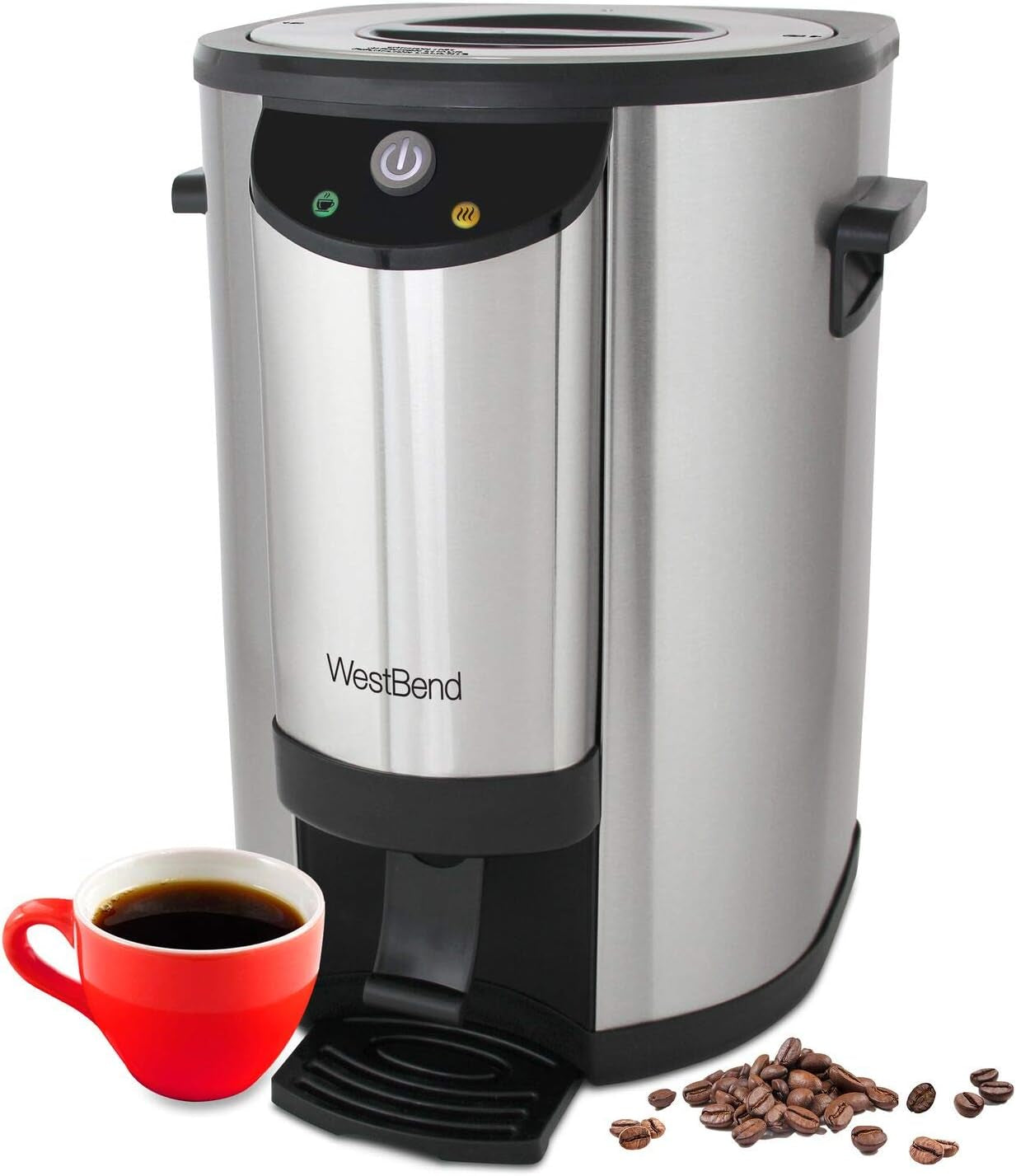 30 Cup Coffee Urn  Beverage Dispenser - Commercial Grade with Automatic Temp Control - Polished AluminumSilver