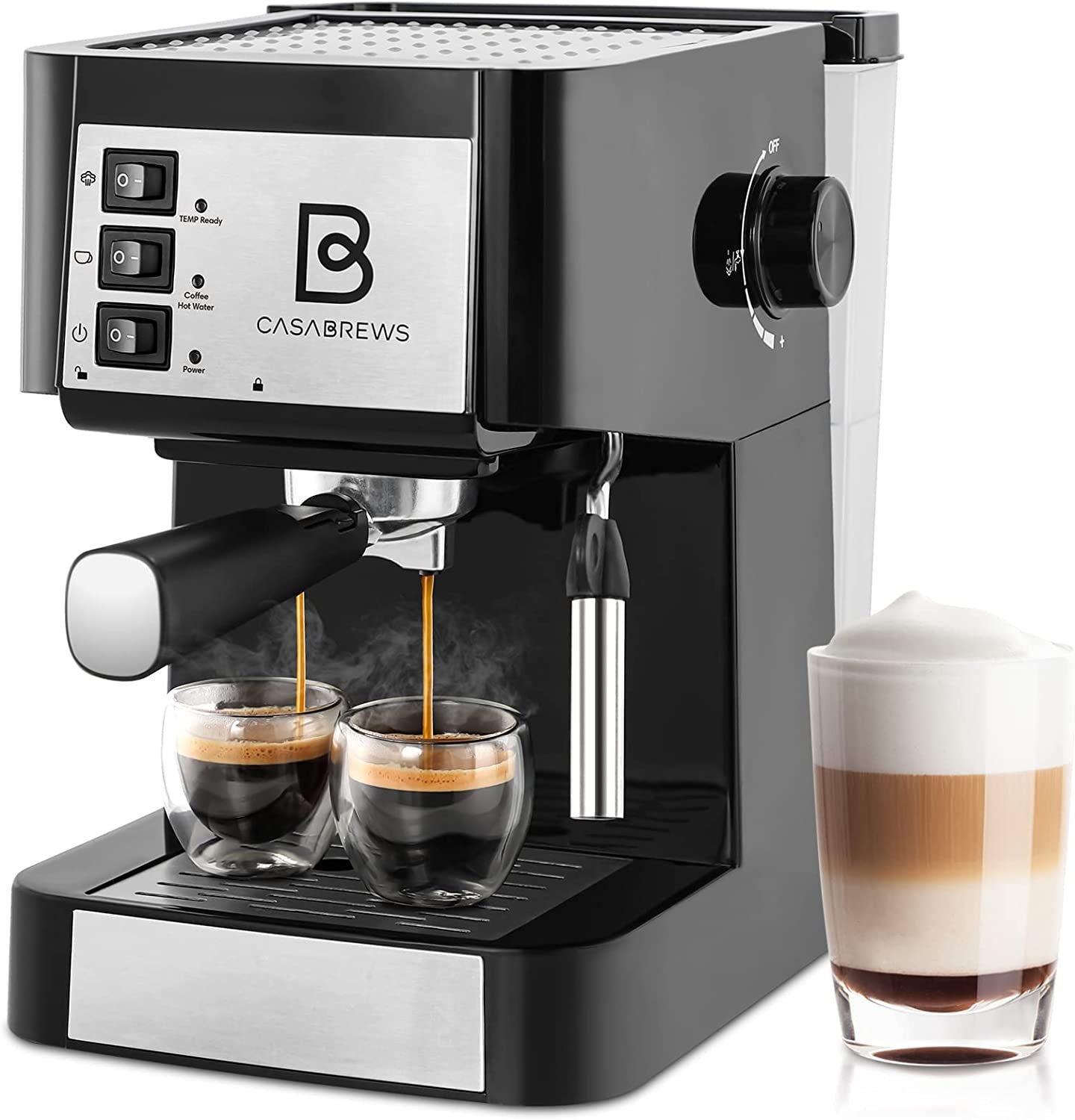 CASABREWS 20 Bar Espresso Machine with Milk Frother and Removable Water Tank - Gift for Coffee Lovers