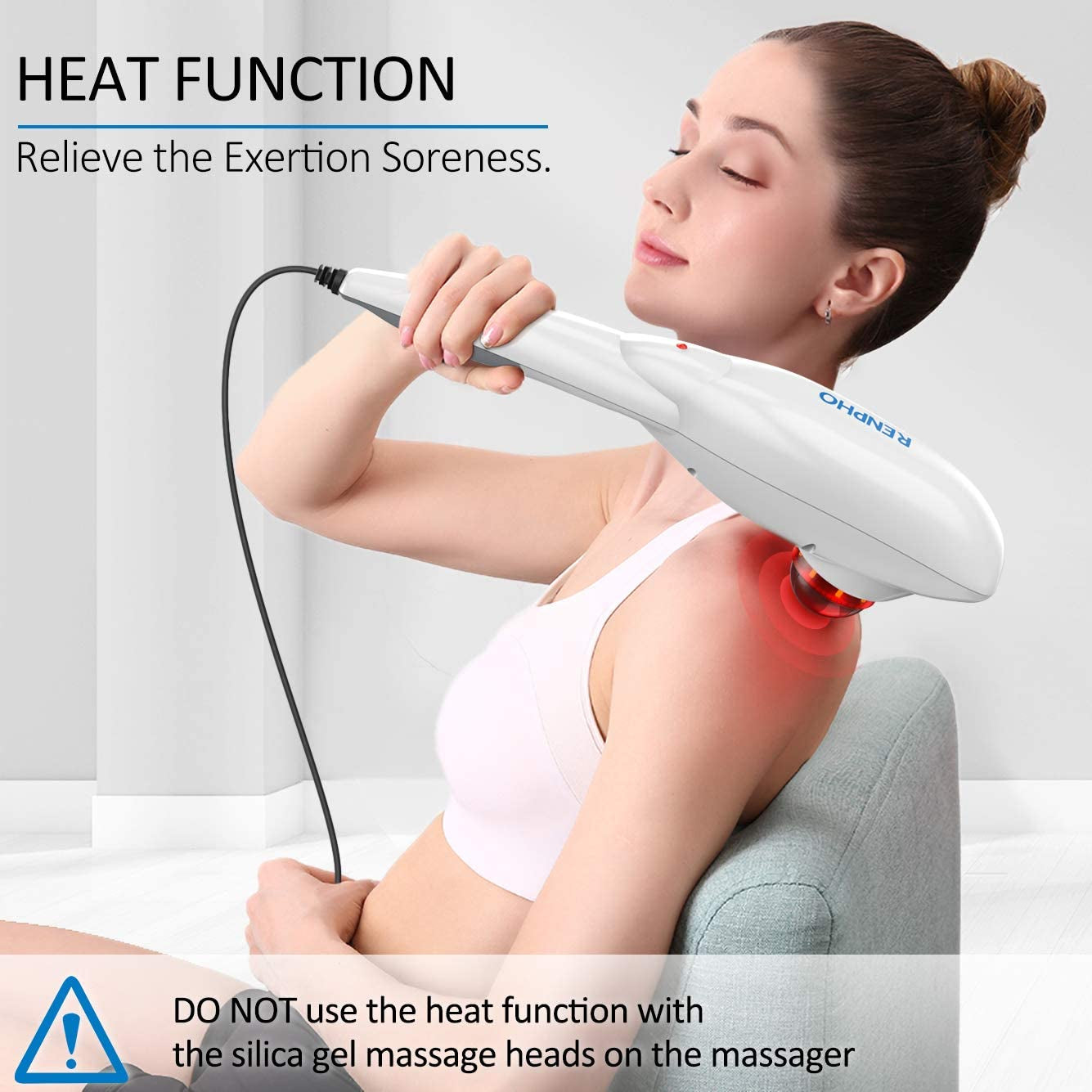 Handheld Back Massager with Heat and Deep Tissue Percussion - Full Body Relief