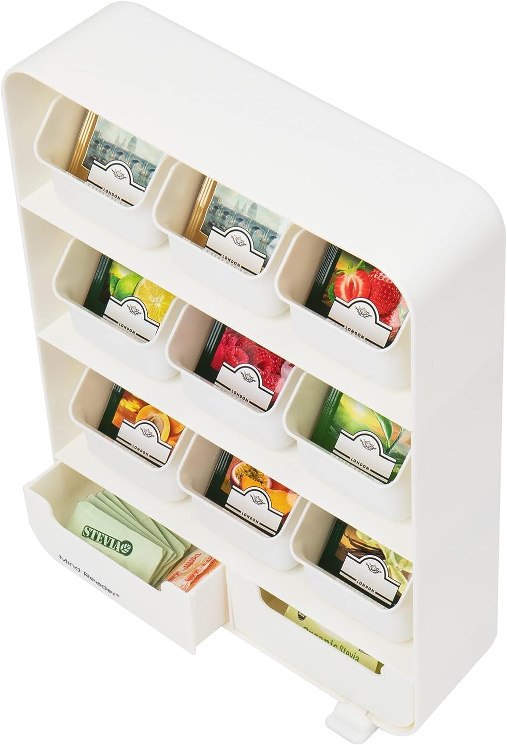 Mind Reader Tea Bag Organizer with Removable Drawers - White 11 Slots