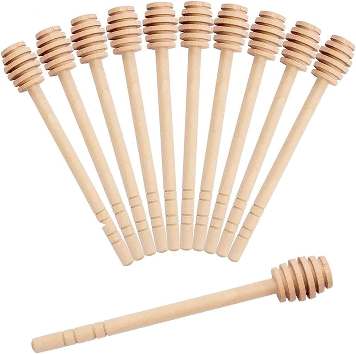 50PC Wooden Honey Dipper - 6 Inch Honey Stirrer Stick for Jar Dispense and Drizzle Honey