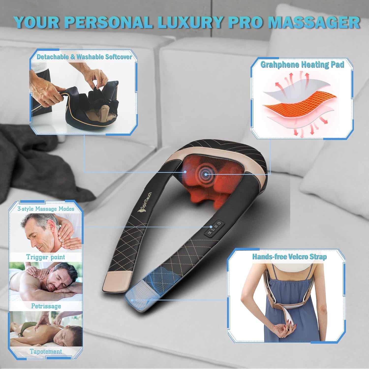 4D Pro Neck Massager with Heat - Pain Relief