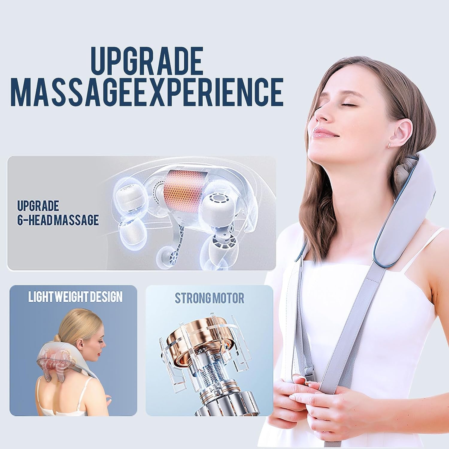 Electric Neck Massager with Heat - Gray Muscle Relaxation at Home