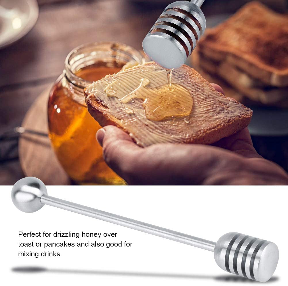 Honey Dipper Stick - Stainless Steel Mixing Tool for Honey Pot and Jar Containers
