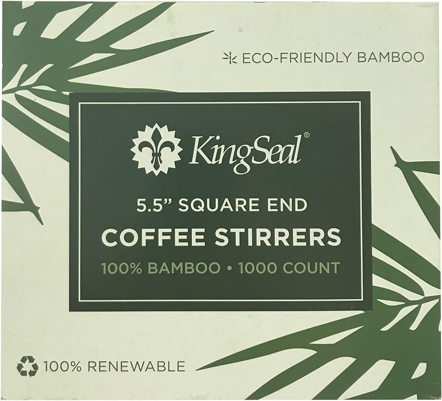 KingSeal Bamboo Coffee Stir Sticks - 55 inches - Square End - Stronger  Thicker - 100 Renewable  Biodegradable - 1000 Stirrers