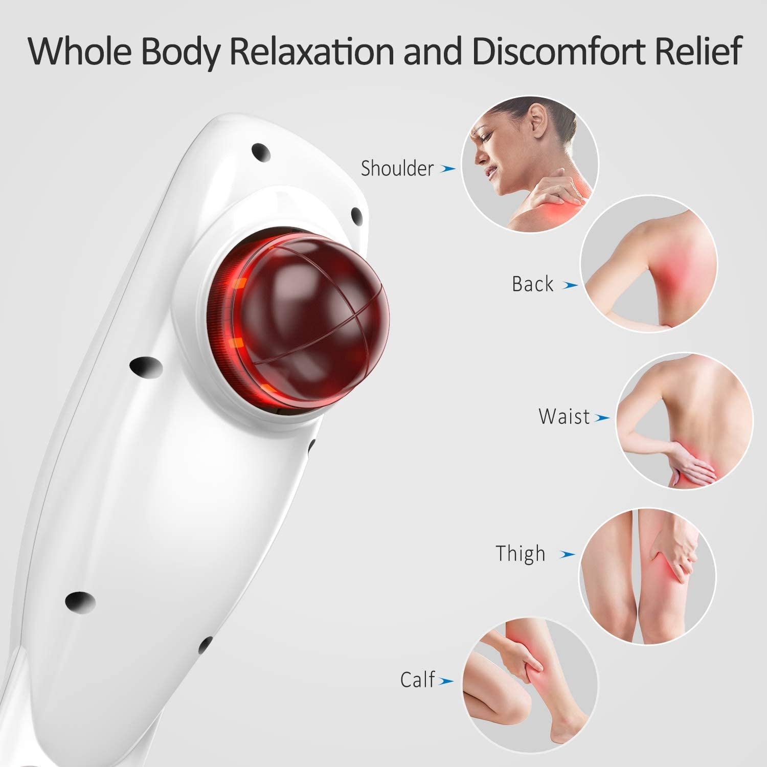 Handheld Back Massager with Heat and Deep Tissue Percussion - Full Body Relief