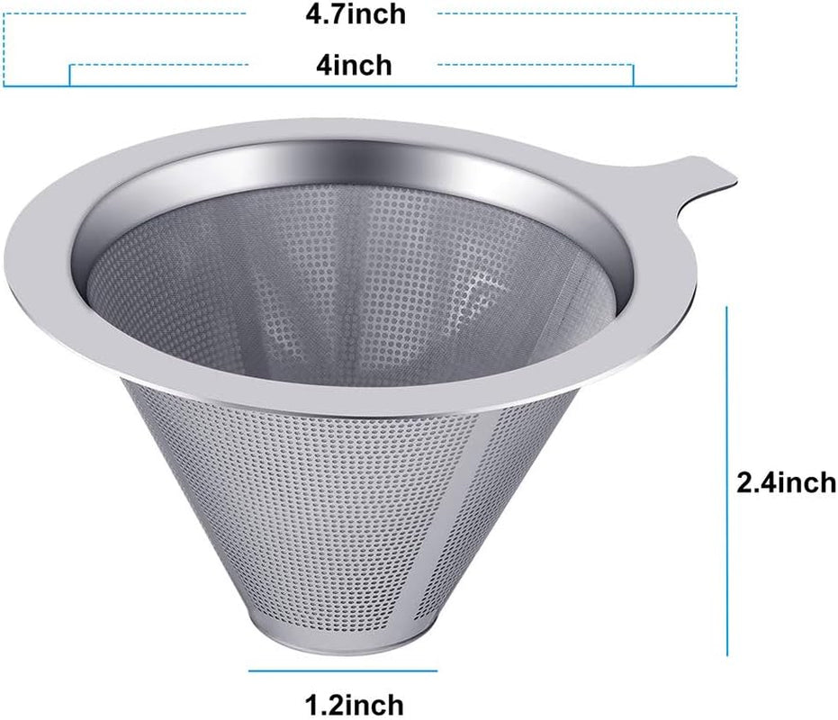 Upgraded Stainless Steel Pour Over Coffee Dripper - Paperless Design for Easy Brewing and Cleaning 1-2 Cups