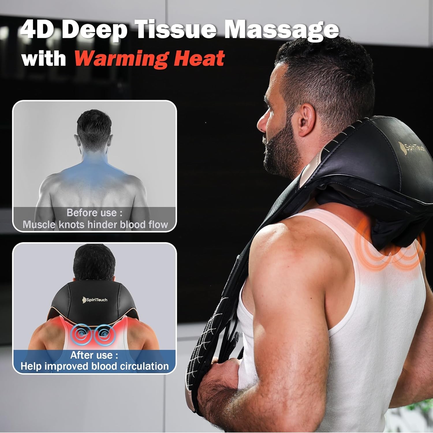 4D Pro Neck Massager with Heat - Pain Relief