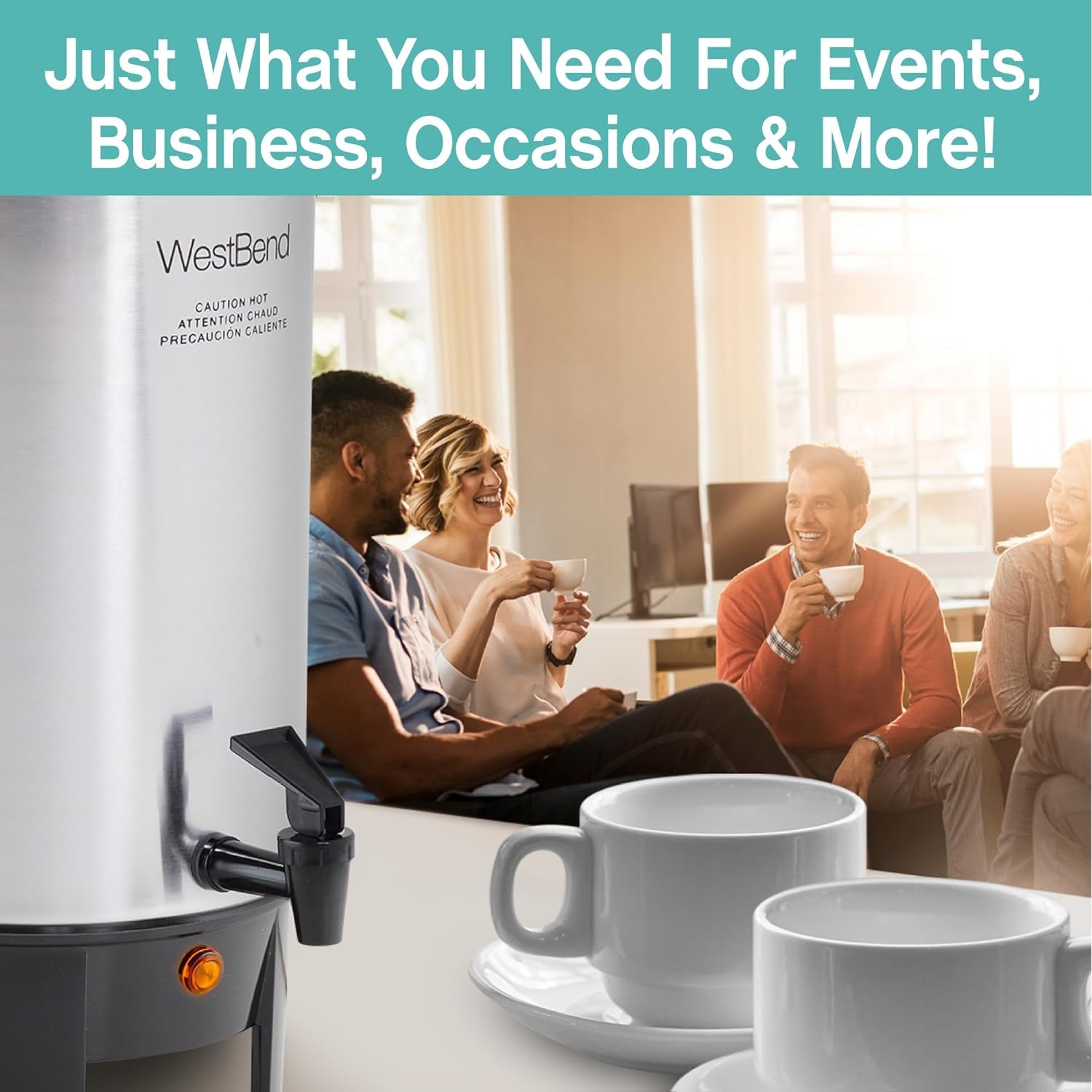 30 Cup Coffee Urn  Beverage Dispenser - Commercial Grade with Automatic Temp Control - Polished AluminumSilver