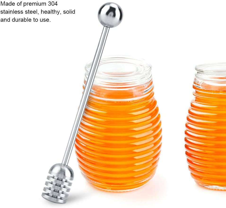 Honey Dipper Stick - Stainless Steel Mixing Tool for Honey Pot and Jar Containers