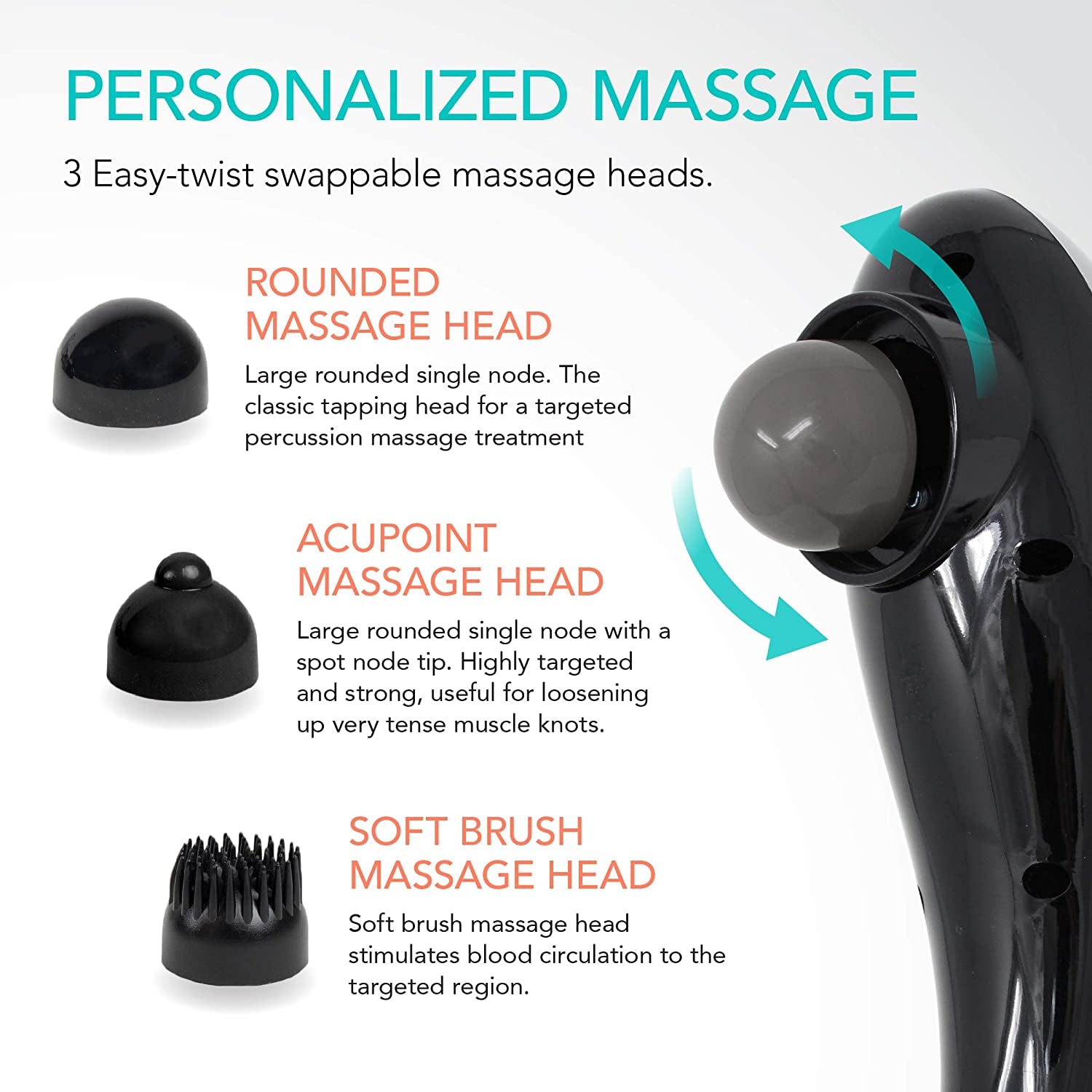Electric Handheld Massager with Heat - Deep Tissue Pain Relief