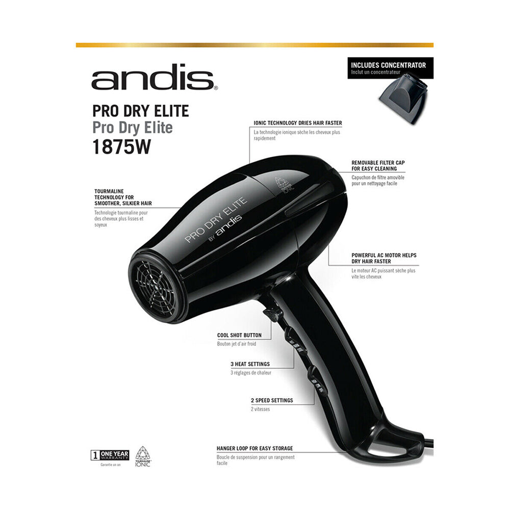 Andis Professional Pro Dry Elite 1875W Tourmaline Ionic Hair Dryer