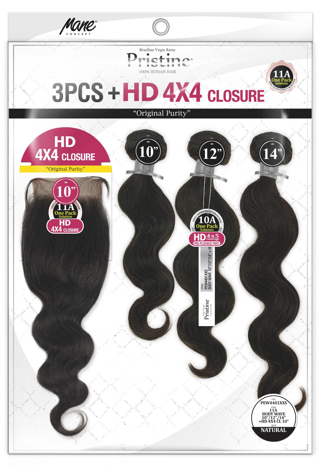 Mane Concept Pristine Human Hair Multipack 4x4 Closure