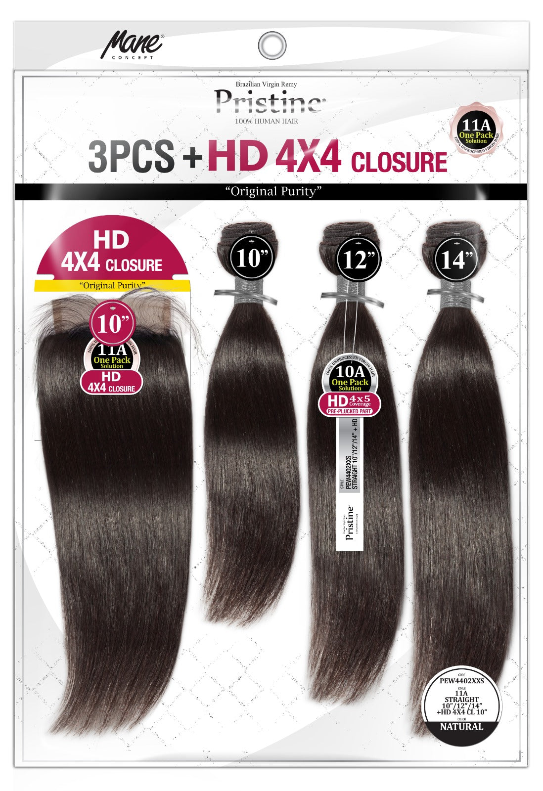 Mane Concept Pristine Human Hair Multipack 4x4 Closure