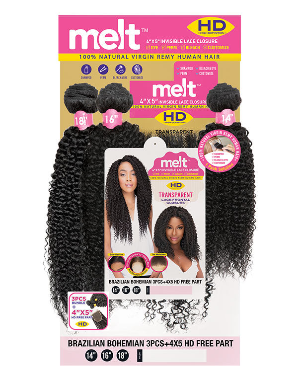 Janet Collection Melt Human Hair Brazilian Bundles With 4x5 Closure